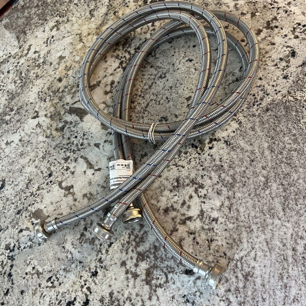 Watts 6' Stainless Steel Washing Machine Connector 3/4 Inlet Outlet Set of 2